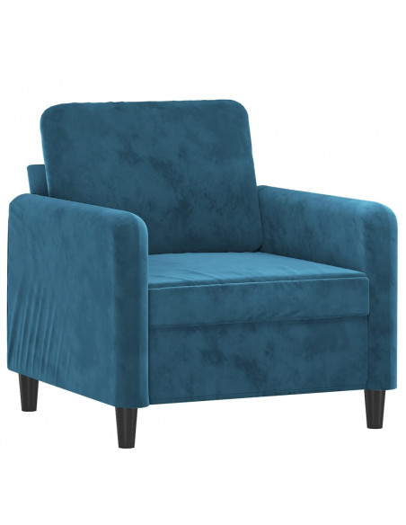 Poltrona con Poggiapiedi Blu 60 cm in Velluto