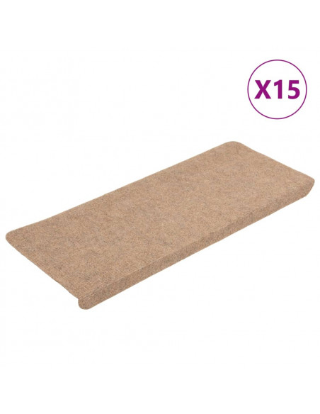 Tappetini Autoadesivi per Scale 15 pz 65x24,5x3,5 cm Beige
