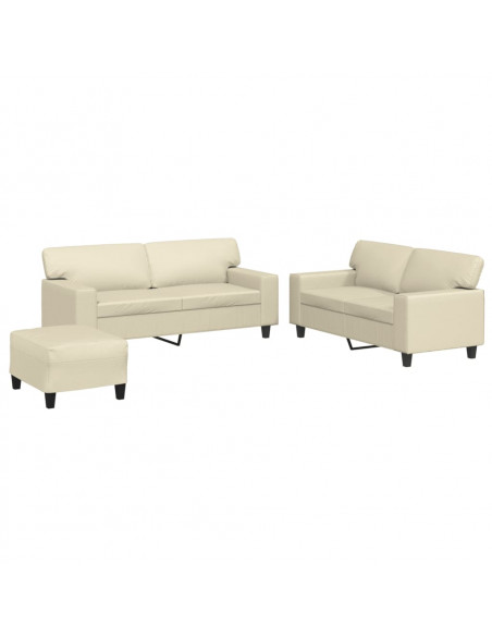 Set di Divani 3 pz Crema in Similpelle