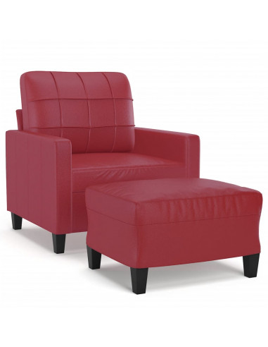 Poltrona con Poggiapiedi Rosso Vino 60 cm in Similpelle