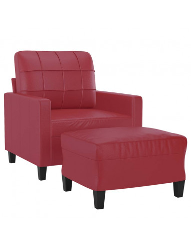 Poltrona con Poggiapiedi Rosso Vino 60 cm in Similpelle