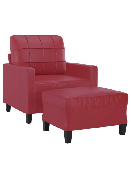 Poltrona con Poggiapiedi Rosso Vino 60 cm in Similpelle