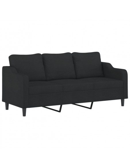 Set di Divani 3 pz con Cuscini Nero in Tessuto