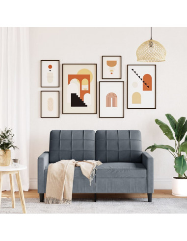 Divano a 2 Posti grigio scuro 120 cm in Velluto
