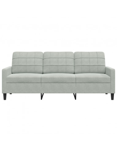 Divano a 3 Posti Grigio Chiaro 180 cm in Velluto