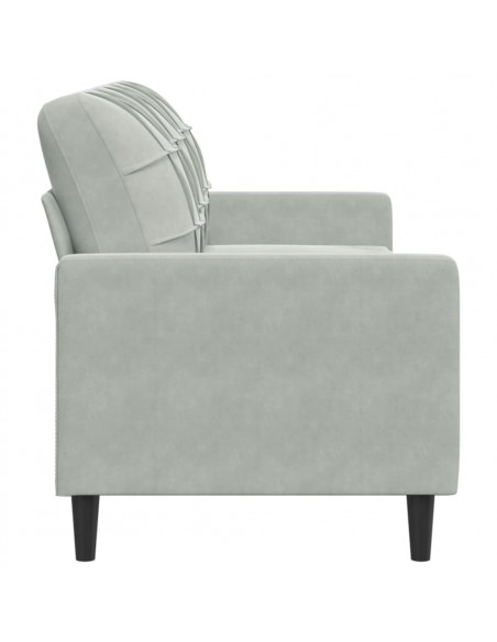 Divano a 3 Posti Grigio Chiaro 180 cm in Velluto