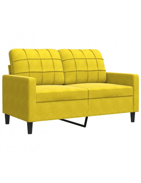 Set di Divani 2 pz con Cuscini giallo in Velluto