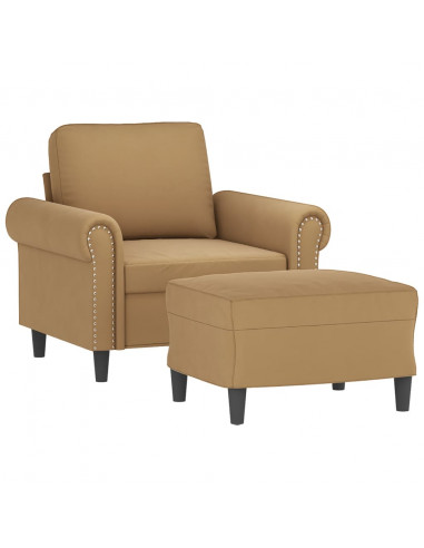 Poltrona con Poggiapiedi Marrone 60 cm in Velluto