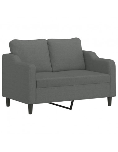 Set di Divani 3 pz con Cuscini Grigio Scuro in Tessuto