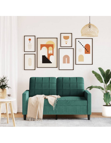 Divano a 2 Posti Verde Scuro 120 cm in Velluto