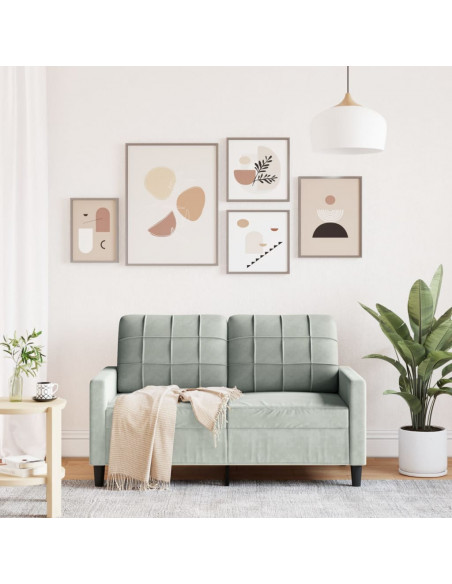 Divano a 2 Posti Grigio Chiaro 120 cm in Velluto