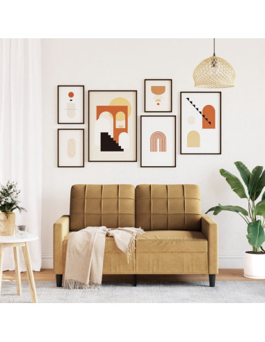 Divano a 2 Posti marrone 120 cm in Velluto