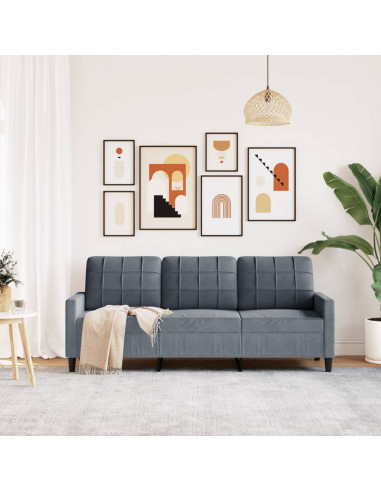 Divano a 3 Posti Grigio Scuro 180 cm in Velluto