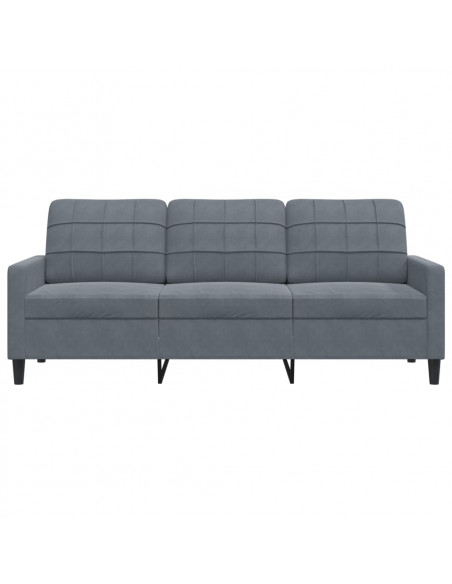 Divano a 3 Posti Grigio Scuro 180 cm in Velluto
