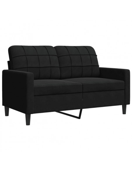 Set di Divani 3 pz con Cuscini Nero in Velluto