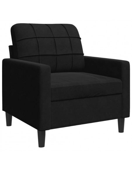 Set di Divani 3 pz con Cuscini Nero in Velluto