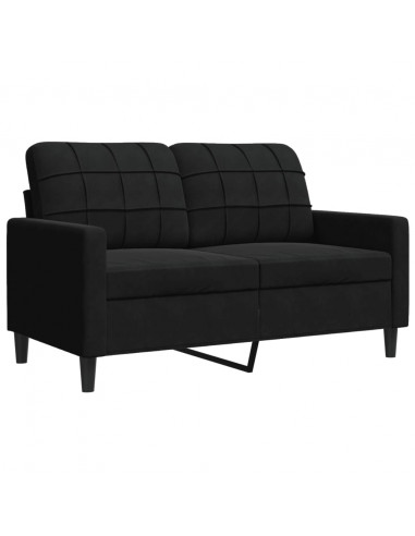Divano a 2 Posti Nero 120 cm in Velluto