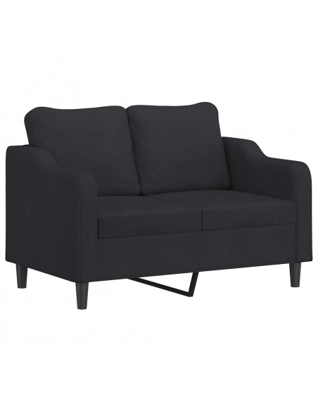 Set di Divani 3 pz con Cuscini Nero in Tessuto