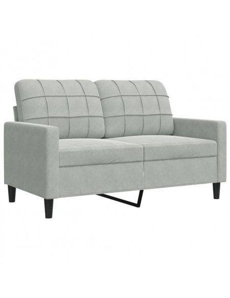 Set di Divani 3 pz con Cuscini Grigio Chiaro in Velluto