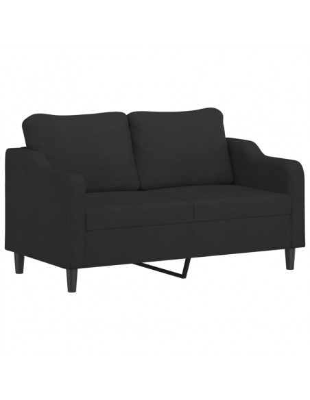 Set Divani 3 pz con Cuscini Nero in Tessuto