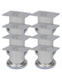Piedini Rotondi per Divani 8 pz Cromati 60 mm 2