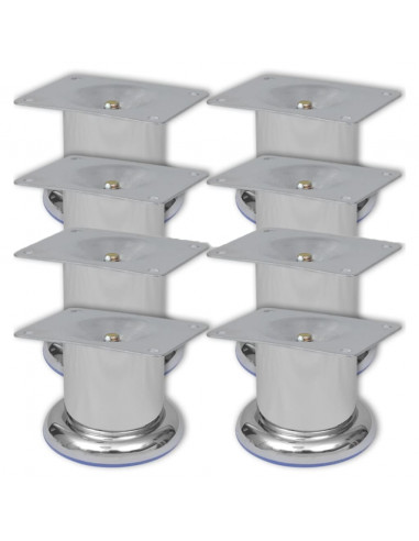 Piedini Rotondi per Divani 8 pz Cromati 60 mm