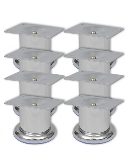 Piedini Rotondi per Divani 8 pz Cromati 60 mm