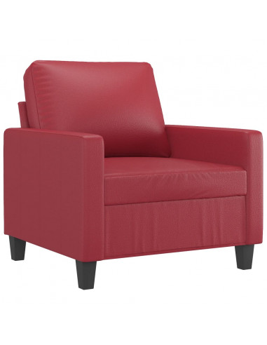 Set di Divani 3 pz con Cuscini Rosso Vino in Similpelle