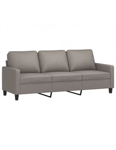 Divano a 3 Posti con Poggiapiedi Tortora 180 cm in Tessuto