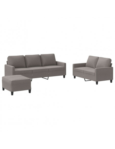 Set di Divani 3 pz con Cuscini Tortora in Tessuto