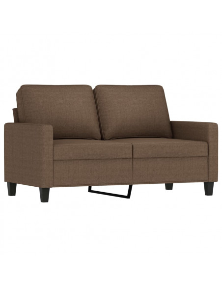 Set di Divani 3 pz con Cuscini Marrone in Tessuto