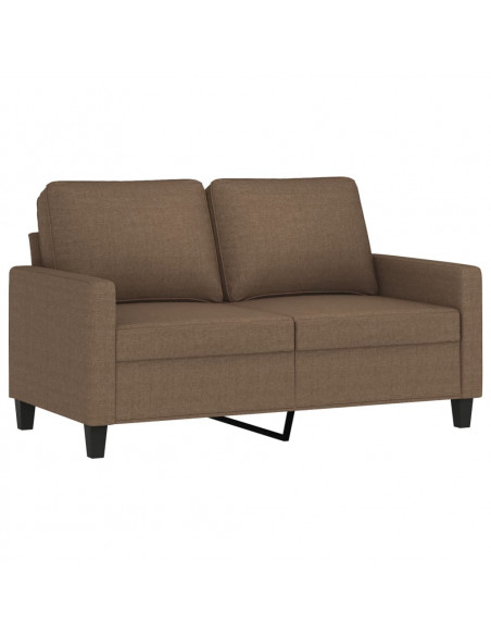 Set di Divani 2 pz con Cuscini Marrone in Tessuto