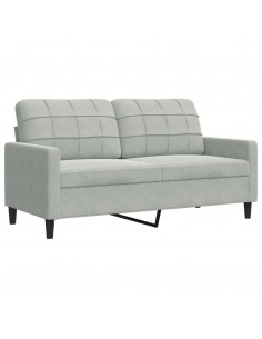 Divano a 2 Posti Grigio Chiaro 140 cm in Velluto 2