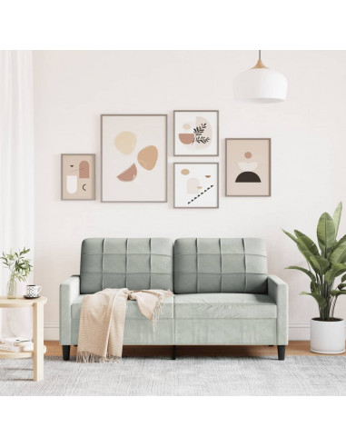 Divano a 2 Posti Grigio Chiaro 140 cm in Velluto