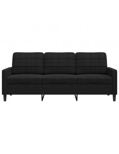 Divano a 3 Posti Nero 180 cm in Velluto