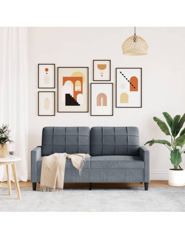 Divano a 2 Posti grigio scuro140 cm in Velluto