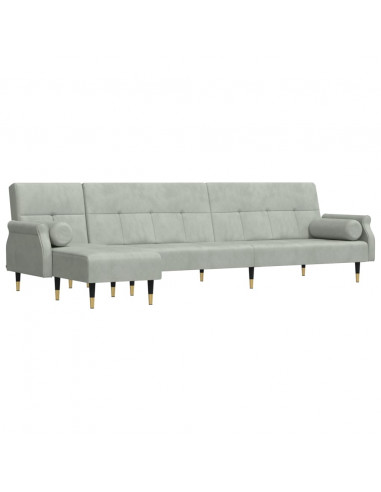 Divano Letto a L Grigio Chiaro 271x140x70 cm in Velluto