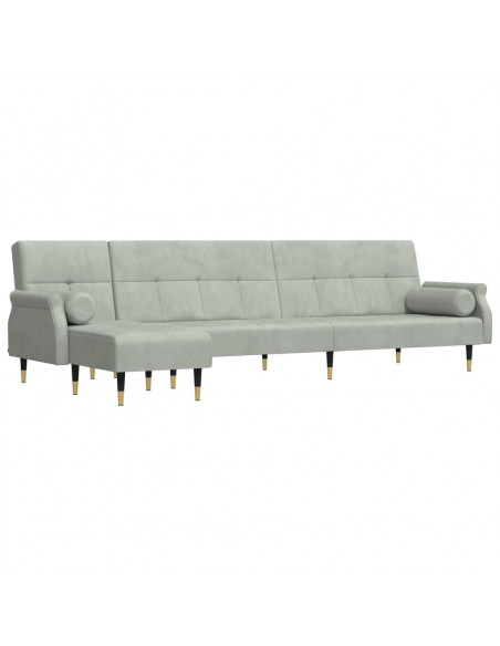 Divano Letto a L Grigio Chiaro 271x140x70 cm in Velluto