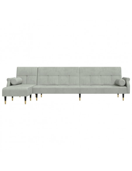 Divano Letto a L Grigio Chiaro 271x140x70 cm in Velluto