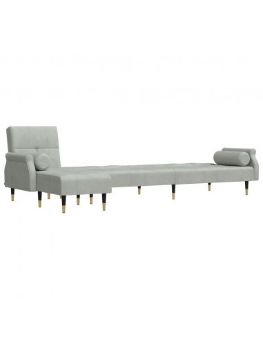 Divano Letto a L Grigio Chiaro 271x140x70 cm in Velluto