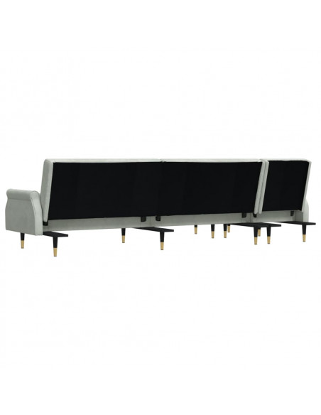 Divano Letto a L Grigio Chiaro 271x140x70 cm in Velluto