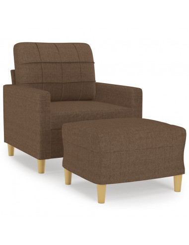 Poltrona con Poggiapiedi Marrone 60 cm in Tessuto