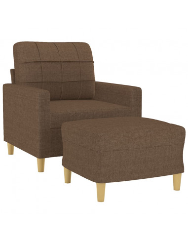 Poltrona con Poggiapiedi Marrone 60 cm in Tessuto