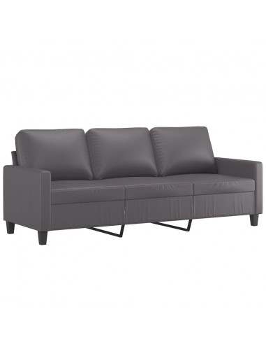 Set di Divani 3 pz con Cuscini Grigio in Similpelle