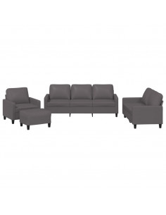 Set di Divani 4 pz con Cuscini Grigio in Similpelle 2