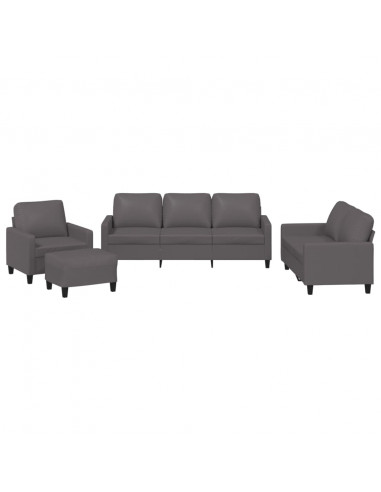 Set di Divani 4 pz con Cuscini Grigio in Similpelle