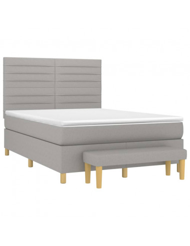 Giroletto a Molle con Materasso Grigio Chiaro 140x200cm Tessuto