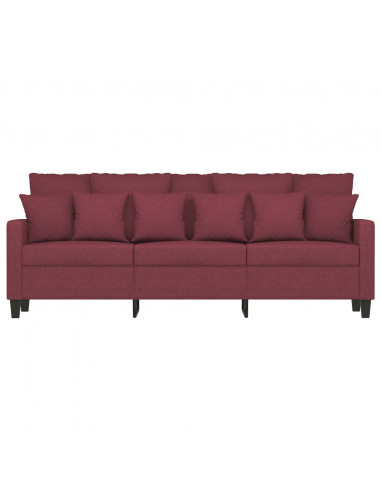 Divano a 3 Posti Rosso Vino 180 cm in Tessuto