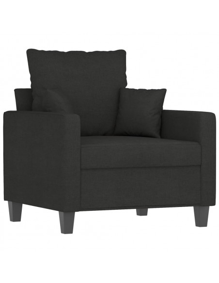 Set Divani 4 pz con Cuscini Nero in Tessuto