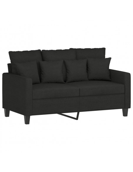 Set di Divani 3 pz con Cuscini Nero in Tessuto